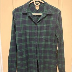 JCrew Women’s Green and Blue Plaid Shirt